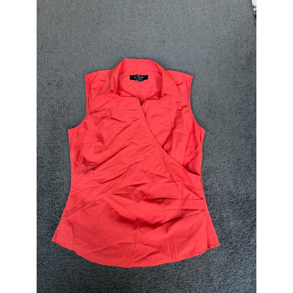 Express Stretch Coral Sleeveless Surplice Blouse Side Zip Size 12